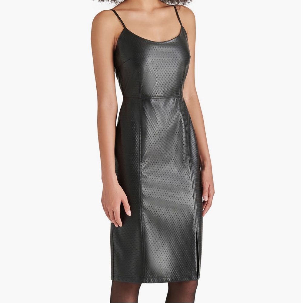 Giselle Perforated Black Faux
Leather Dress